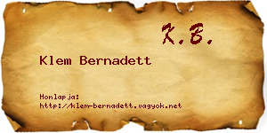 Klem Bernadett névjegykártya